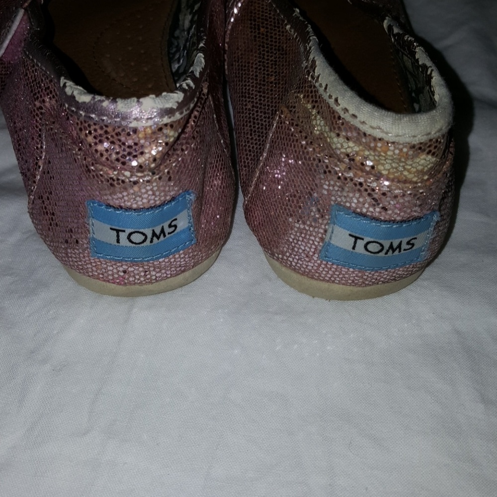 Toms pink glittery shoes size 7.5 - Picture 4 of 5